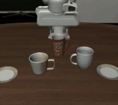 Task 4 rollout: putting the white mug on the left plate and the yellow and white mug on the right plate