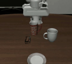 Task 6 rollout: putting the white mug on the plate and the chocolate pudding on the right of the plate